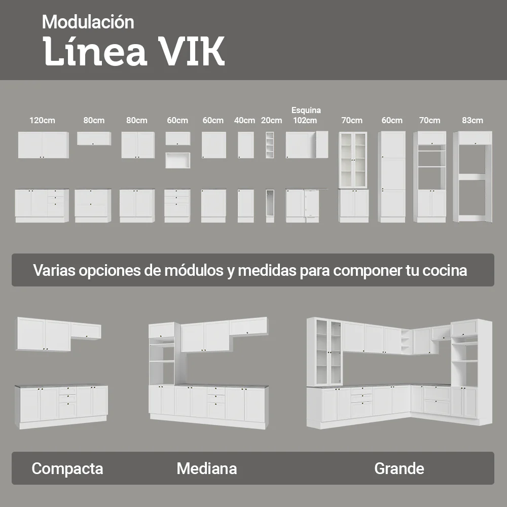 Bajo Mesada de Cocina 80 x 60 cm 2 Cajones (con Mesada) Blanco Vik Madesa - Image 8