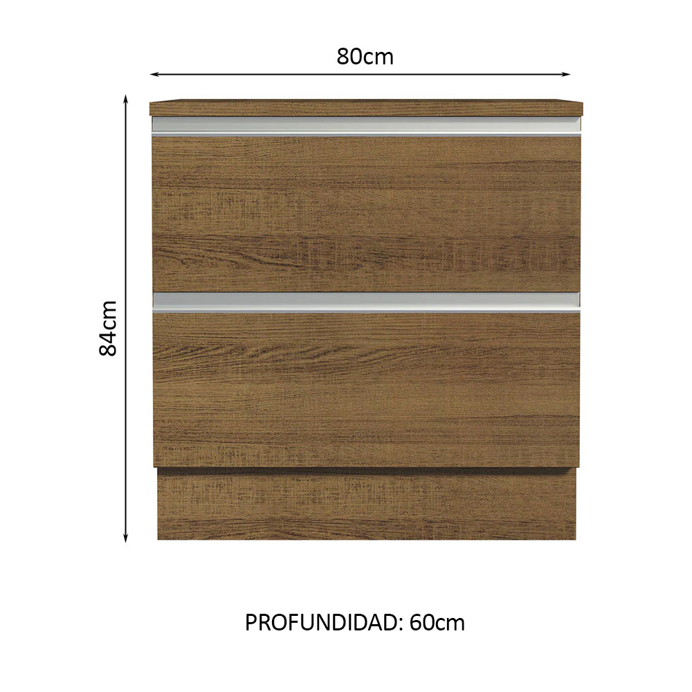 Bajo Mesada de Cocina 80 x 60 cm 2 Cajones (Con Mesada) Marrón Glamy Madesa - Image 2