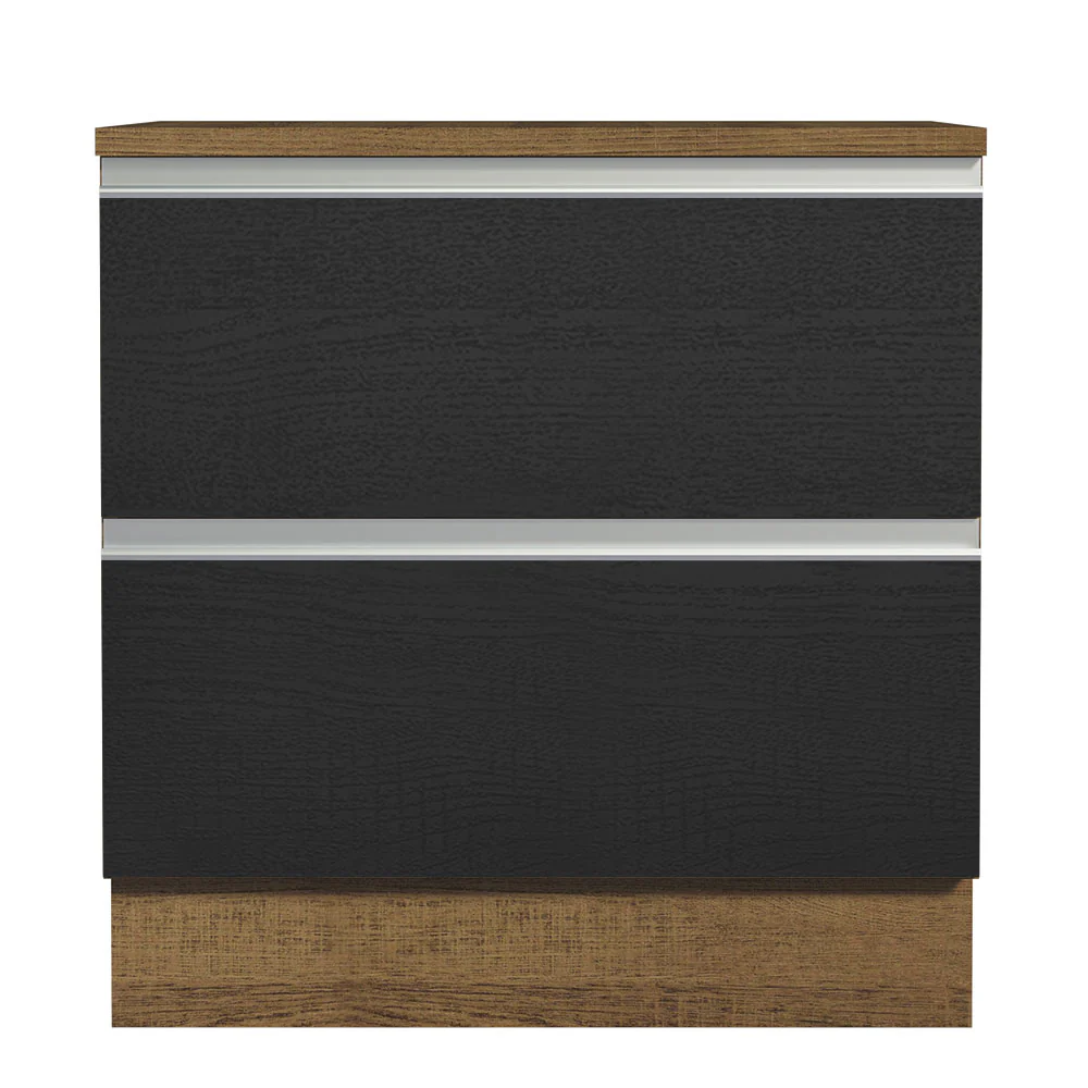 Bajo Mesada de Cocina 80 x 60 cm 2 Cajones (Con Mesada) Marrón/Negro Glamy Madesa - Image 7