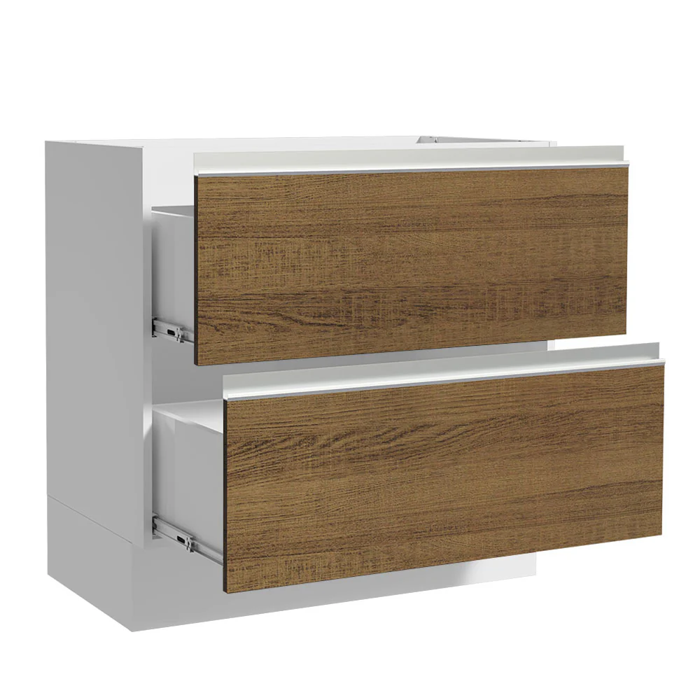 Bajo Mesada de Cocina 80 x 60 cm 2 Cajones (Sin Mesada) Blanco/Marrón Glamy Madesa - Image 6