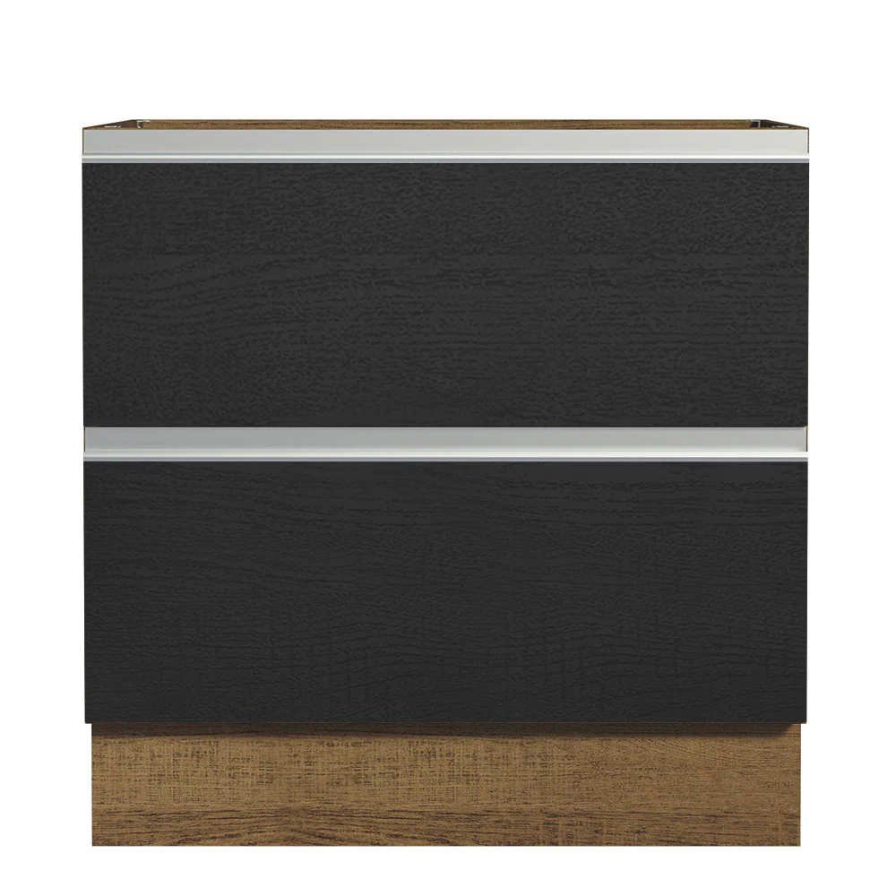 Bajo Mesada de Cocina 80 x 60 cm 2 Cajones (Sin Mesada) Marrón/Negro Glamy Madesa - Image 7