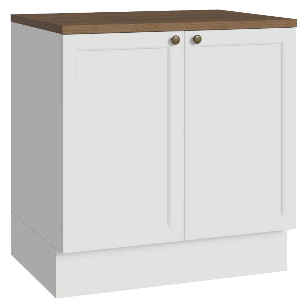 Bajo Mesada de Cocina 80 x 60 cm 2 Puertas (con Mesada) Blanco/Marrón Vik Madesa