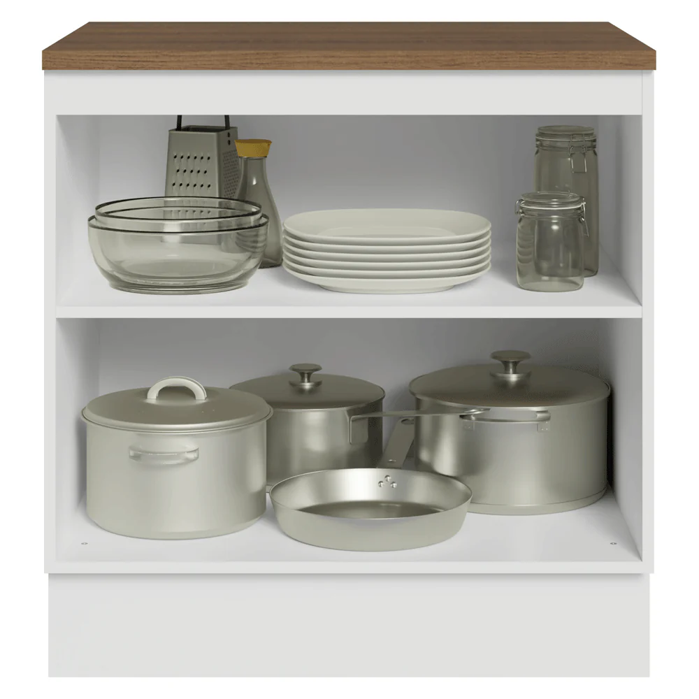 Bajo Mesada de Cocina 80 x 60 cm 2 Puertas (con Mesada) Blanco/Marrón Vik Madesa - Image 4