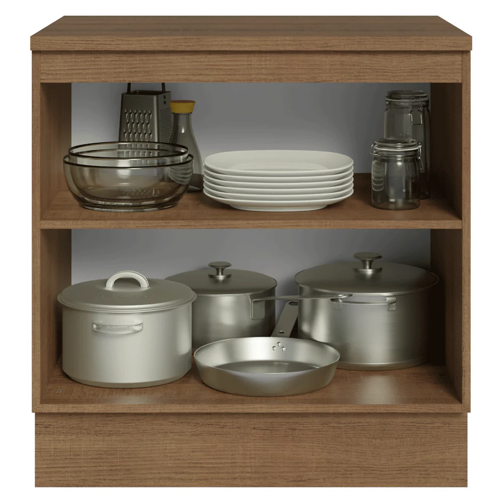 Bajo Mesada de Cocina 80 x 60 cm 2 Puertas (con Mesada) Marrón/Blanco Vik Madesa - Image 4