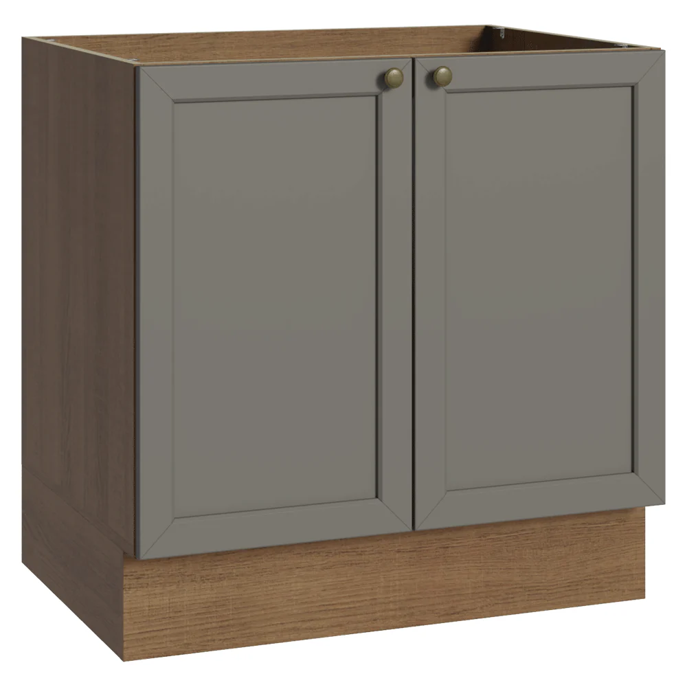Bajo Mesada de Cocina 80 x 60 cm 2 Puertas (Sin Mesada) Marrón/Gris Vik Madesa