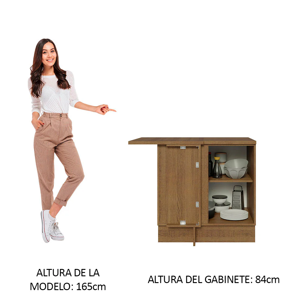 Bajo Mesada de Esquina de Cocina con 1 Puerta Glamy Marrón/Negro - Image 6