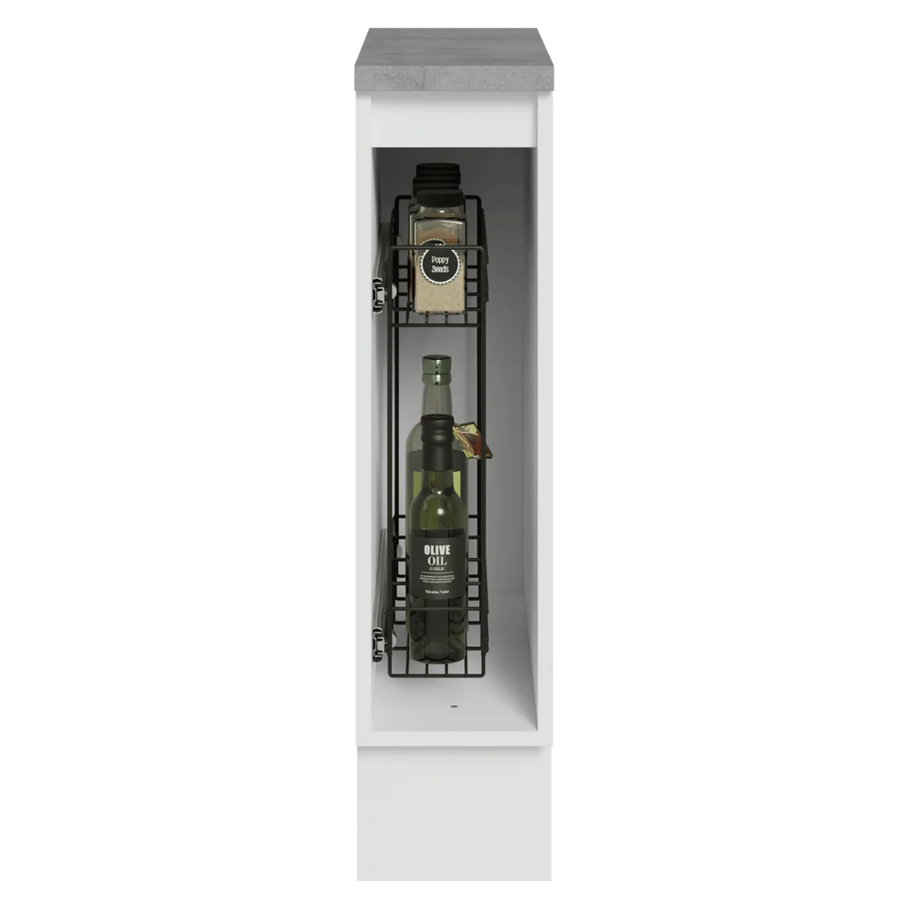 Bajo Mesada Especiero 20 cm 1 Puerta (Con Mesada Gris) Blanco/Gris Vik - Image 4