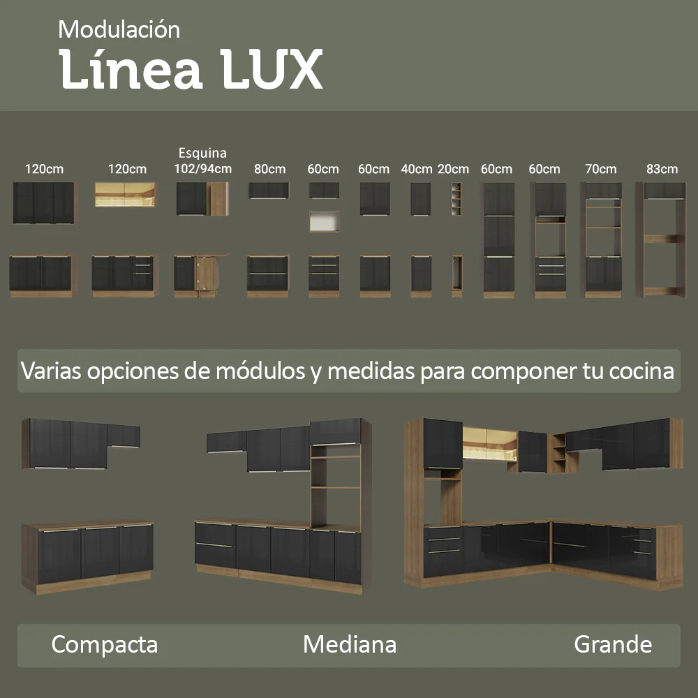 Bajo Mesada Especiero 20 cm 1 Puerta (Con Mesada) Marrón/Negro Lux Madesa - Image 10