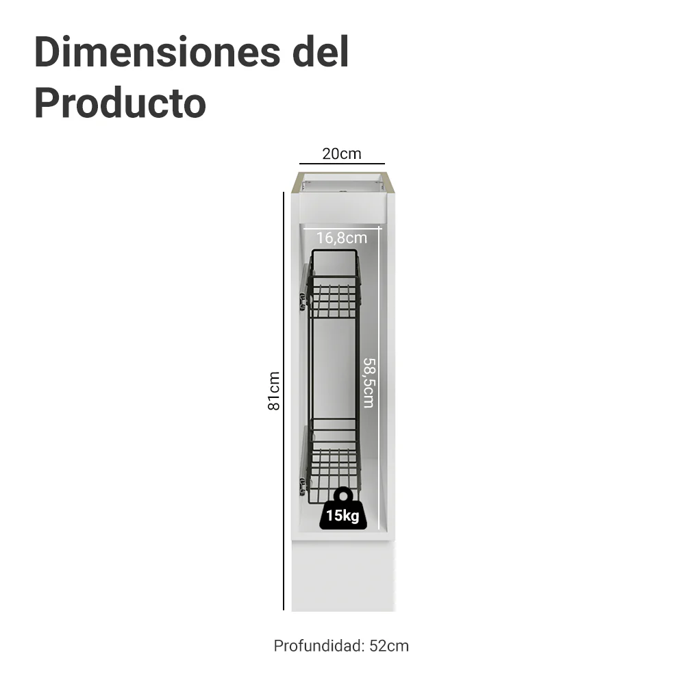 Bajo Mesada Especiero 20 cm 1 Puerta (Sin Mesada) Blanco/Azul Vik - Image 2