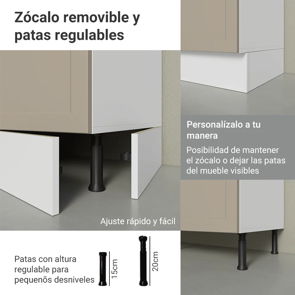 Bajo Mesada Especiero 20x60 cm 1 Puerta (Sin Mesada) Blanco/Crema Vik Madesa - Image 9