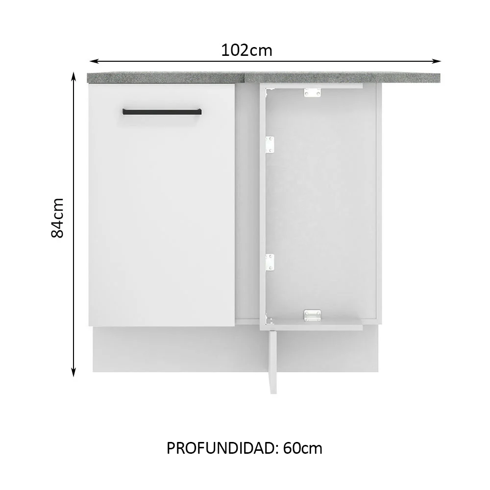 Bajo Mesada Esquinera 102cm x 64 cm (Con Mesada) Agata Blanco - Image 2