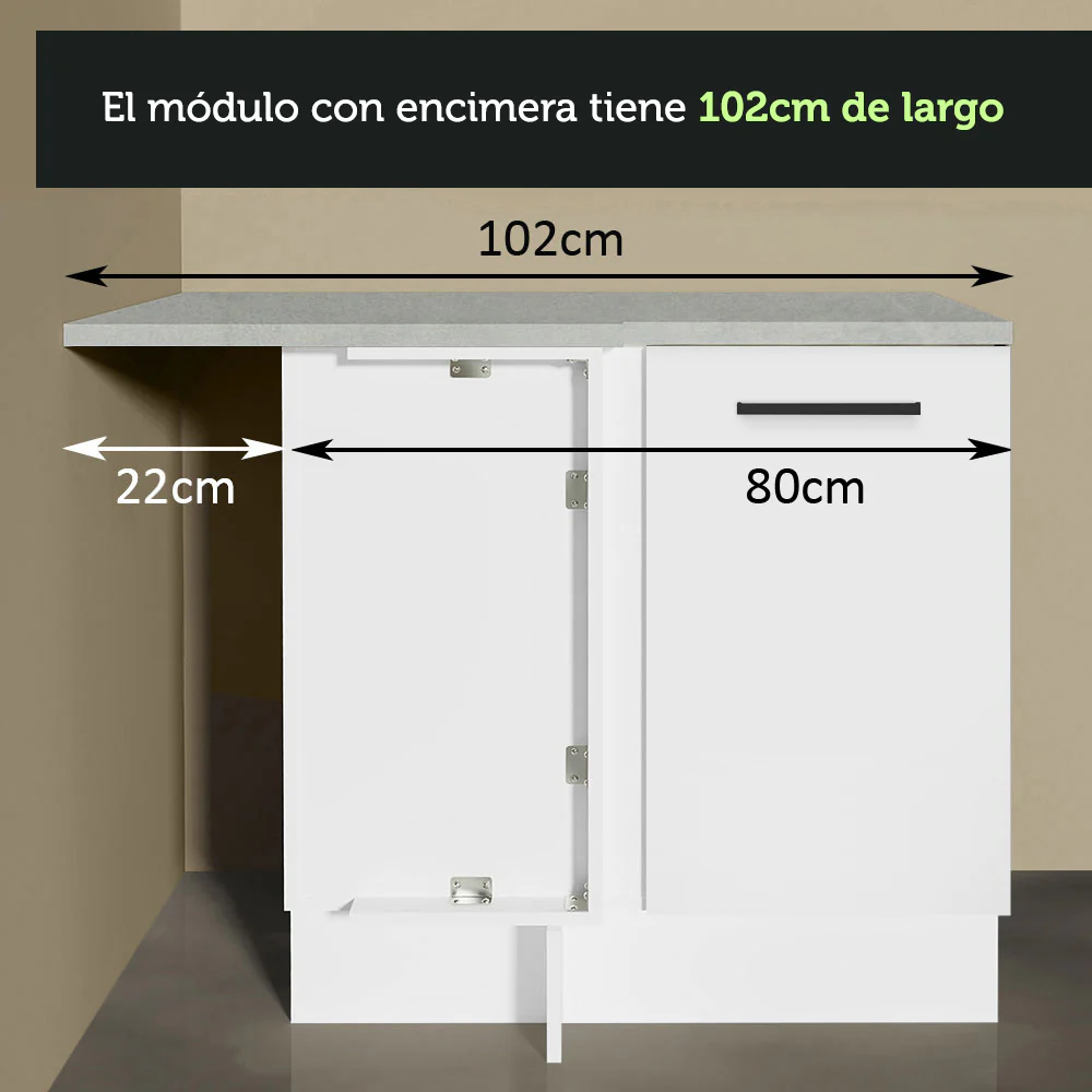 Bajo Mesada Esquinera 102cm x 64 cm (Con Mesada) Agata Blanco - Image 8