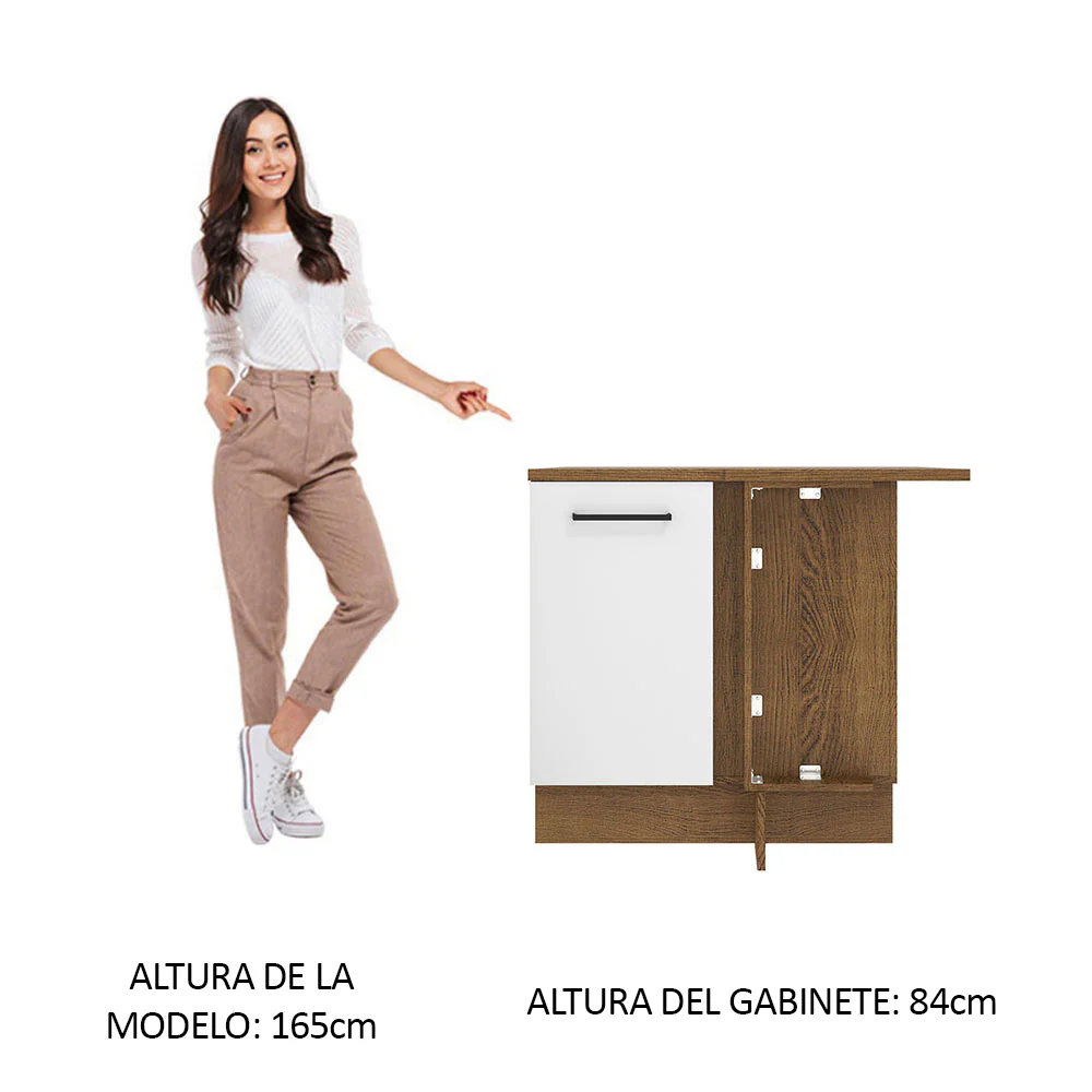Bajo Mesada Esquinera 102cm x 64 cm Profundidad (Con Mesada) Agata Marrón/Blanco - Image 3