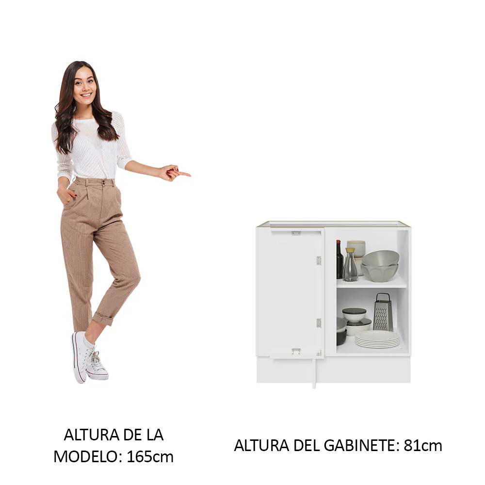 Bajo Mesada Esquinero 1 Puerta 60 cm Profundidad (Sin Mesada) Blanco Glamy Madesa - Image 5