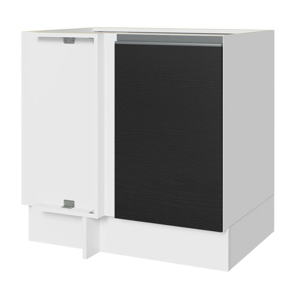 Bajo Mesada Esquinero 1 Puerta 60 cm Profundidad (Sin Mesada) Blanco/Negro Glamy Madesa
