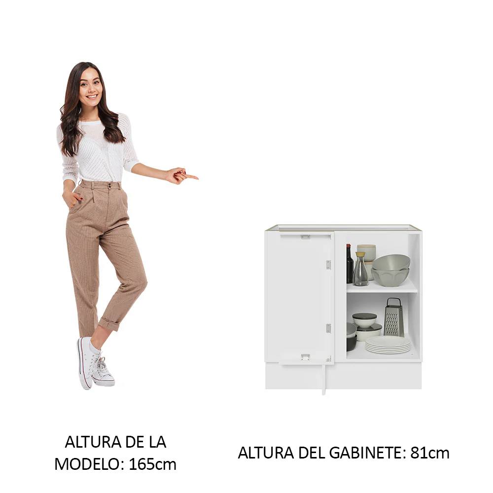 Bajo Mesada Esquinero 1 Puerta 60 cm Profundidad (Sin Mesada) Blanco/Negro Glamy Madesa - Image 5
