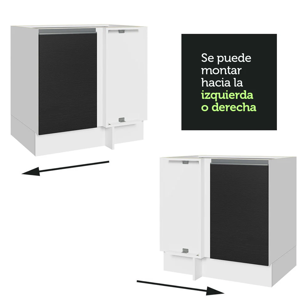 Bajo Mesada Esquinero 1 Puerta 60 cm Profundidad (Sin Mesada) Blanco/Negro Glamy Madesa - Image 8