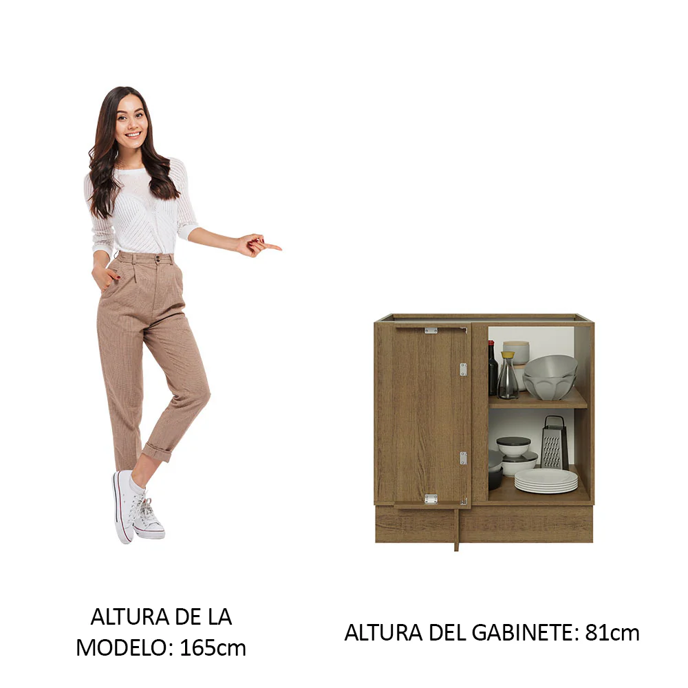 Bajo Mesada Esquinero 1 Puerta 60 cm Profundidad (Sin Mesada) Marrón/Negro Glamy Madesa - Image 3