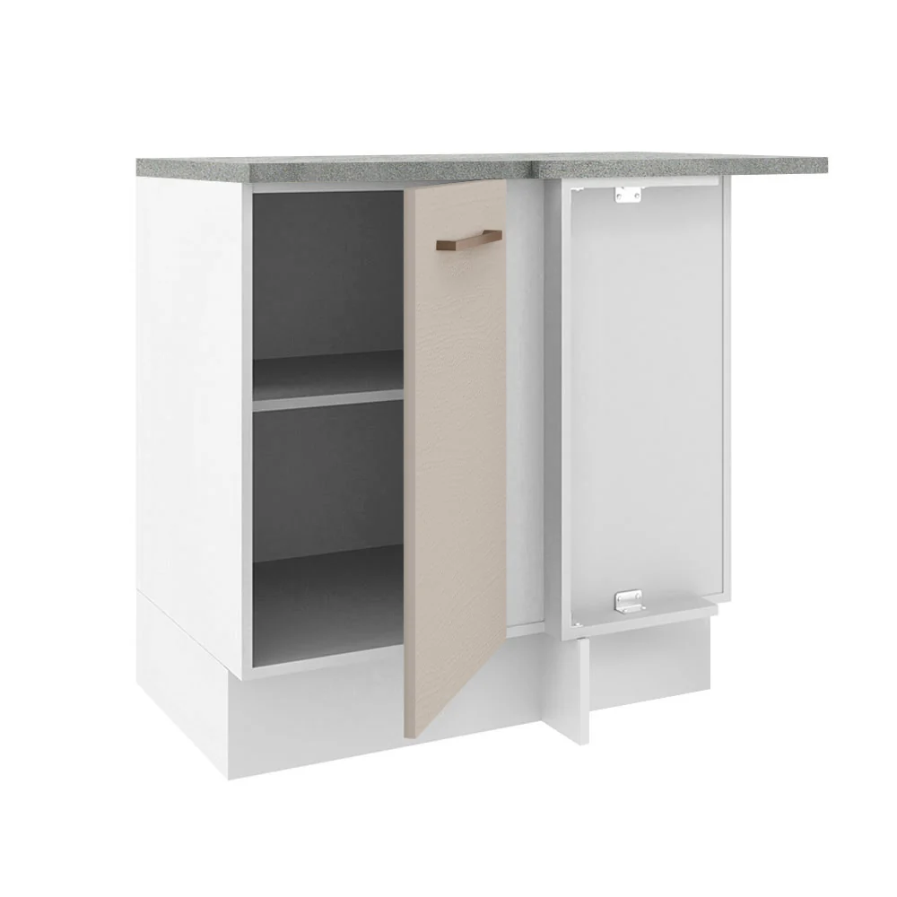 Bajo Mesada Esquinero 1 Puerta Agata Blanco/Crema - Image 4