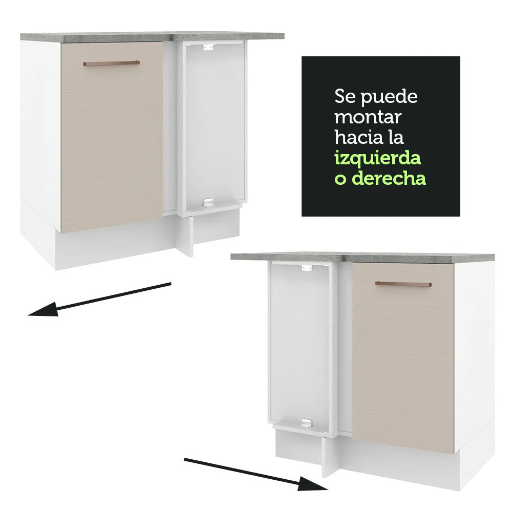 Bajo Mesada Esquinero 1 Puerta Agata Blanco/Crema - Image 7