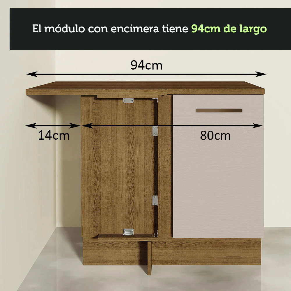 Bajo Mesada Esquinero 1 Puerta Agata Marrón/Crema - Image 6