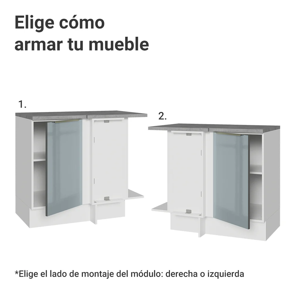 Bajo Mesada Esquinero 1 Puerta Blanco/Gris Lux Madesa - Image 3