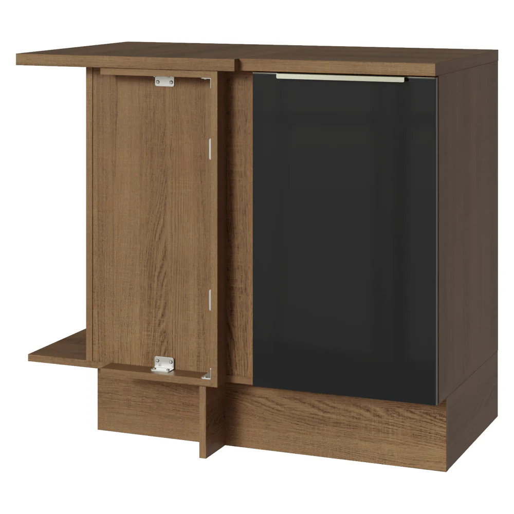 Bajo Mesada Esquinero 1 Puerta (Con Mesada) Marrón/Negro Lux Madesa