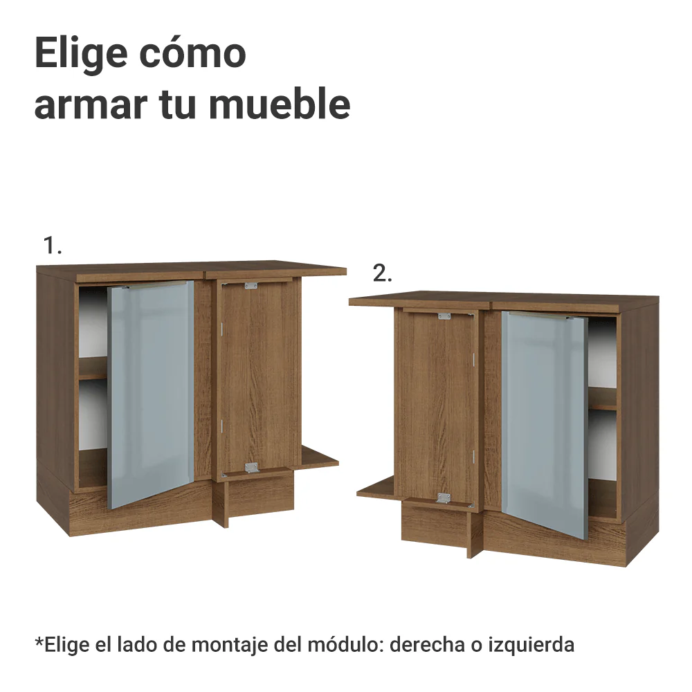 Bajo Mesada Esquinero 1 Puerta Marrón/Gris Lux Madesa - Image 4