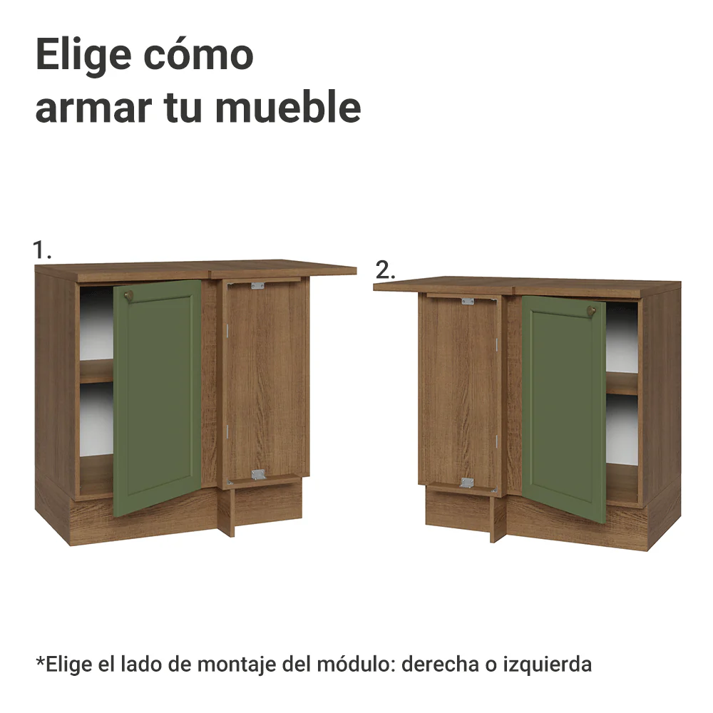 Bajo Mesada esquinero 1 Puerta Marrón/Verde Vik Madesa - Image 5