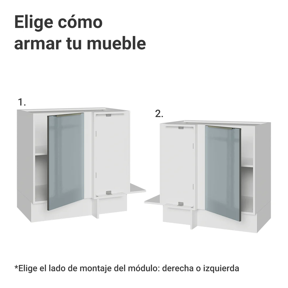 Bajo Mesada Esquinero 1 Puerta (Sin Mesada) Blanco/Gris Lux Madesa - Image 3