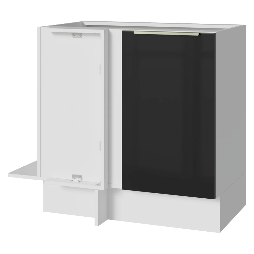 Bajo Mesada Esquinero 1 Puerta (Sin Mesada) Blanco/Negro Lux Madesa