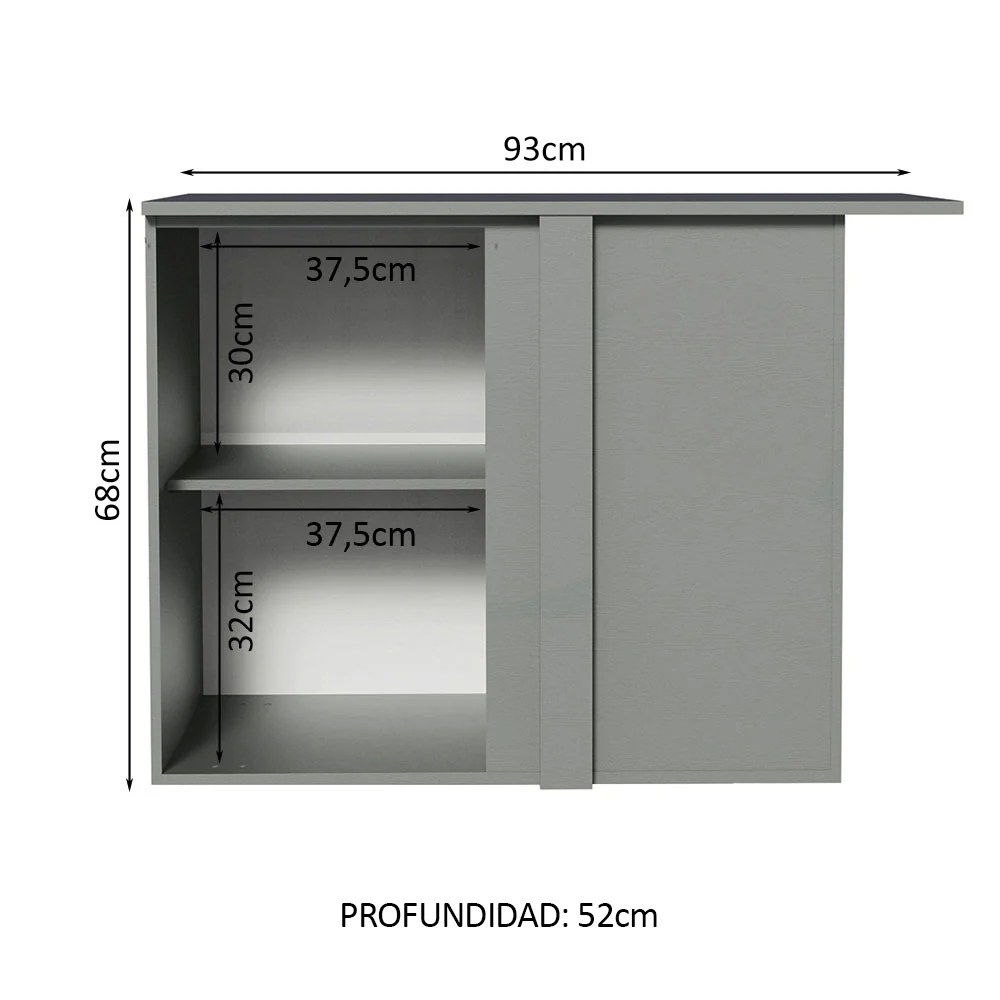 Bajo Mesada Esquinero 1 Puerta Sin Patas Nice Gris - Image 3