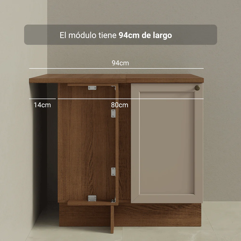 Bajo Mesada Esquinero 1 Pueta Marrón/Crema Vik Madesa - Image 3