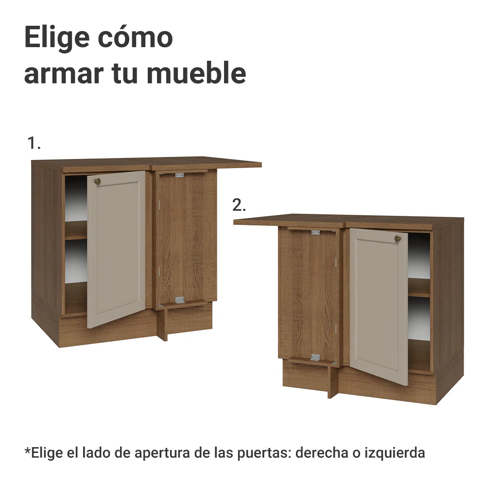 Bajo Mesada Esquinero para Línea de 60 cm Profundidad (Con Mesada) Marrón/Crema Vik Madesa - Image 5