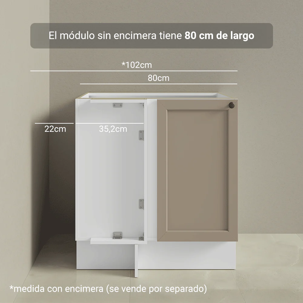 Bajo Mesada Esquinero para Línea de 60 cm Profundidad (Sin Mesada) Blanco/Crema Vik Madesa - Image 3