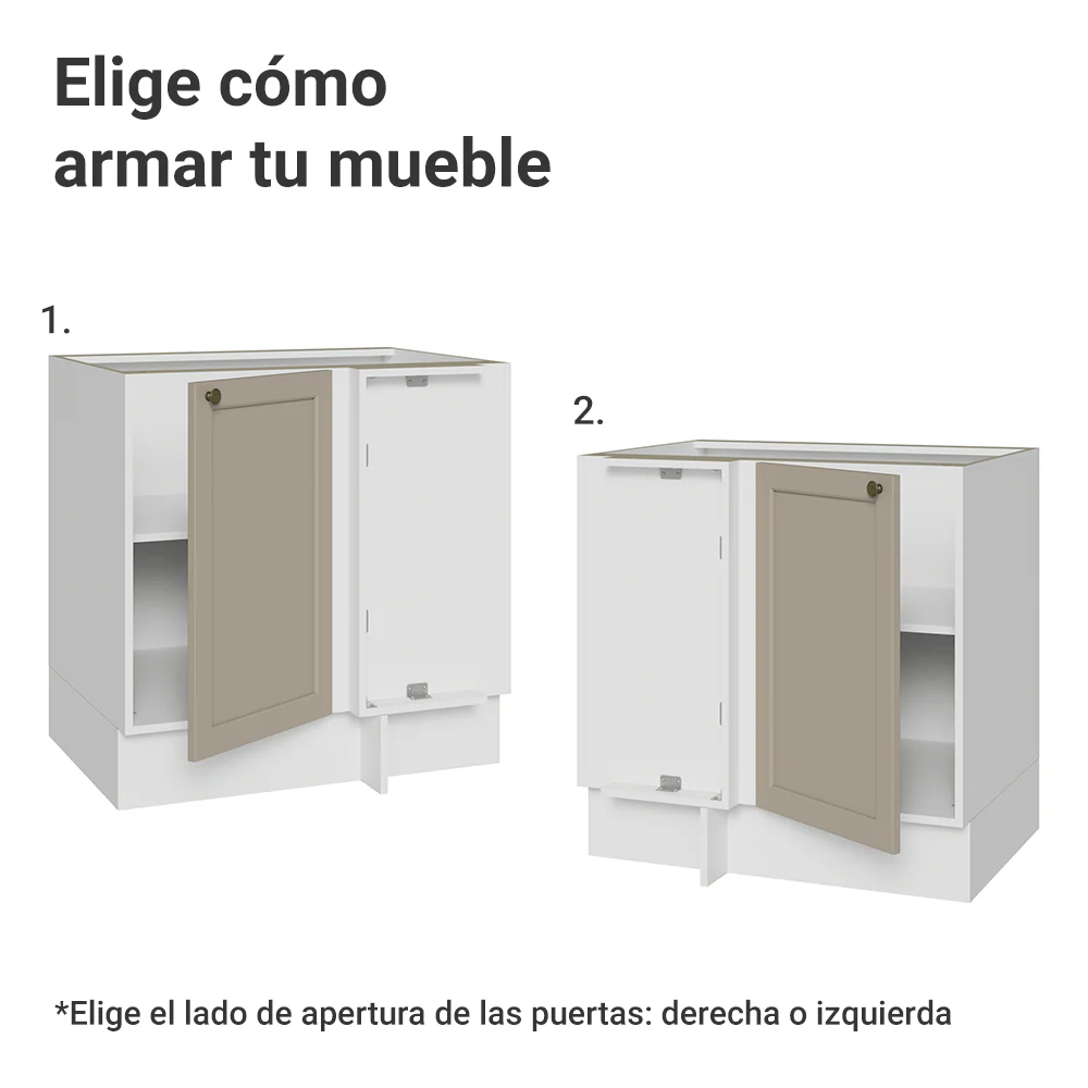 Bajo Mesada Esquinero para Línea de 60 cm Profundidad (Sin Mesada) Blanco/Crema Vik Madesa - Image 5