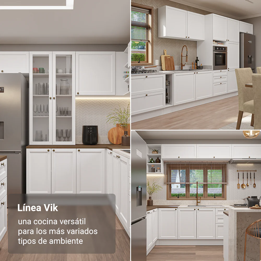 Bajo Mesada Esquinero 102 cm x 64 cm (con Mesada) Blanco/Marrón Vik Madesa - Image 5