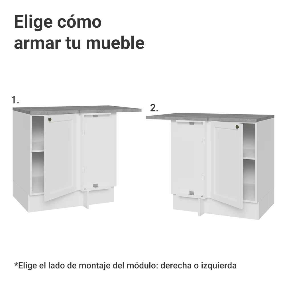 Bajo Mesada Esquinero 102 cm x 64 cm (con Mesada) Blanco Vik Madesa - Image 4