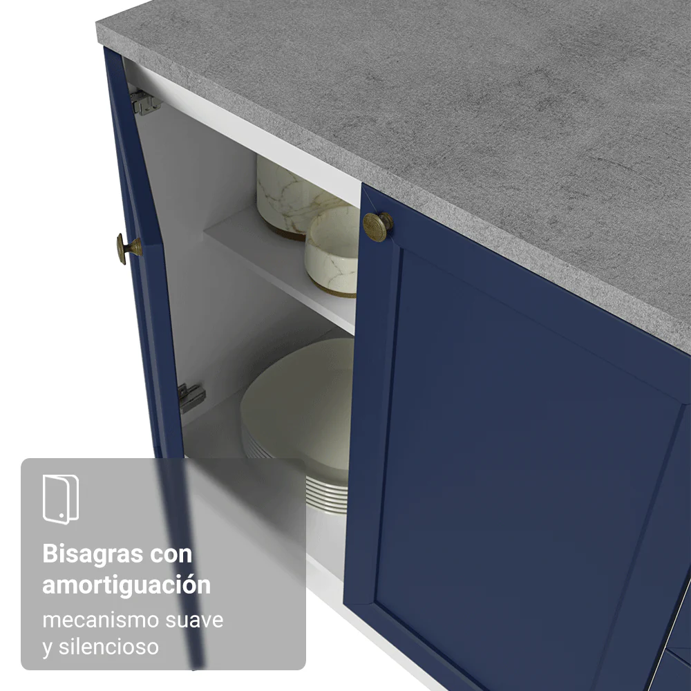 Bajo Mesada Esquinero 102 cm x 64 cm (Sin Mesada) Blanco/Azul Vik Madesa - Image 7