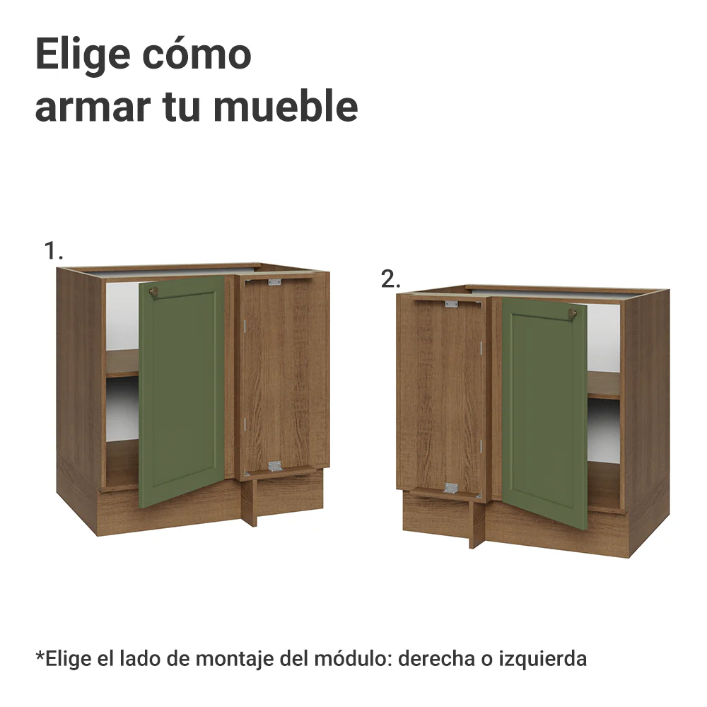 Bajo Mesada Esquinero 102 cm x 64 cm (Sin Mesada) Marrón/verde Vik Madesa - Image 4