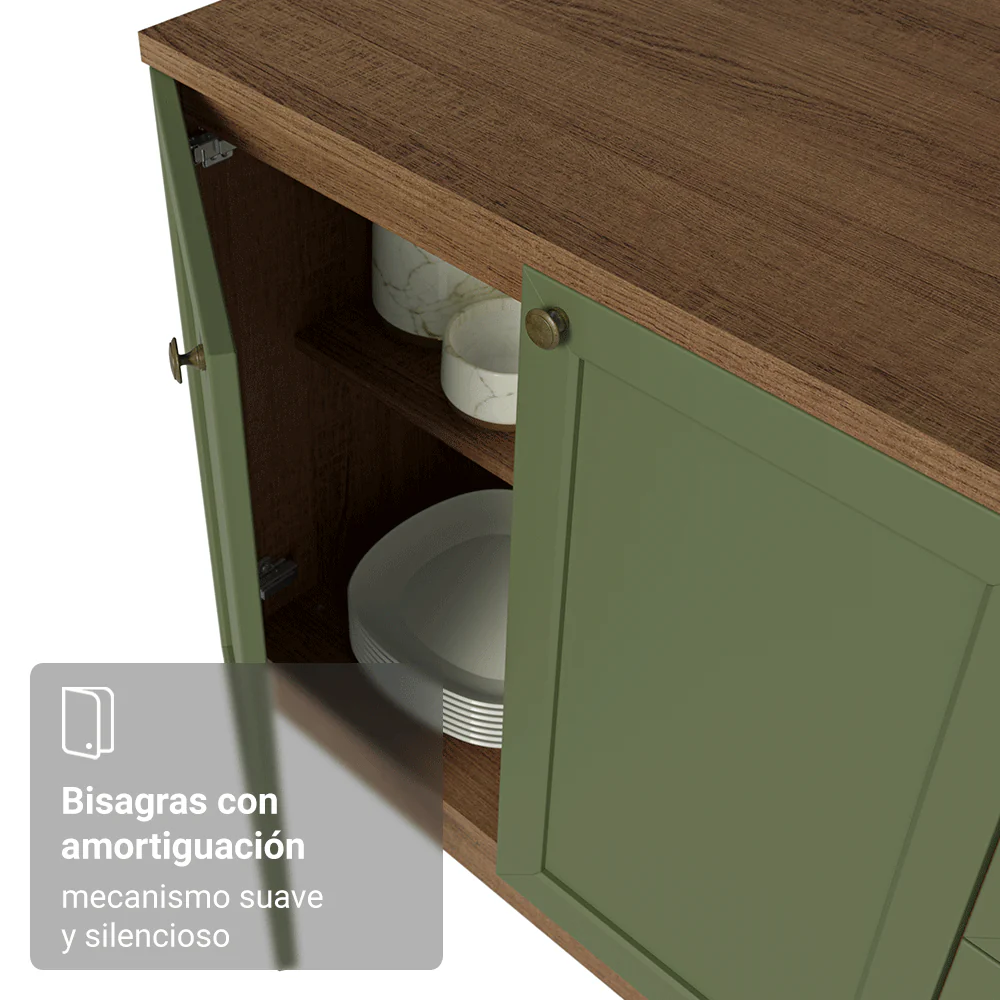 Bajo Mesada Esquinero 102 cm x 64 cm (Sin Mesada) Marrón/verde Vik Madesa - Image 6