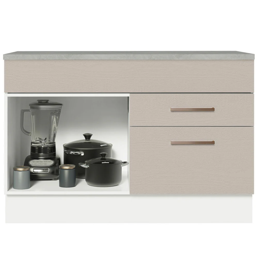 Bajo Mesada Cocina 120 cm 1 Puerta 2 Cajones (Con Mesada) Blanco/Crema Agata Madesa - Image 6