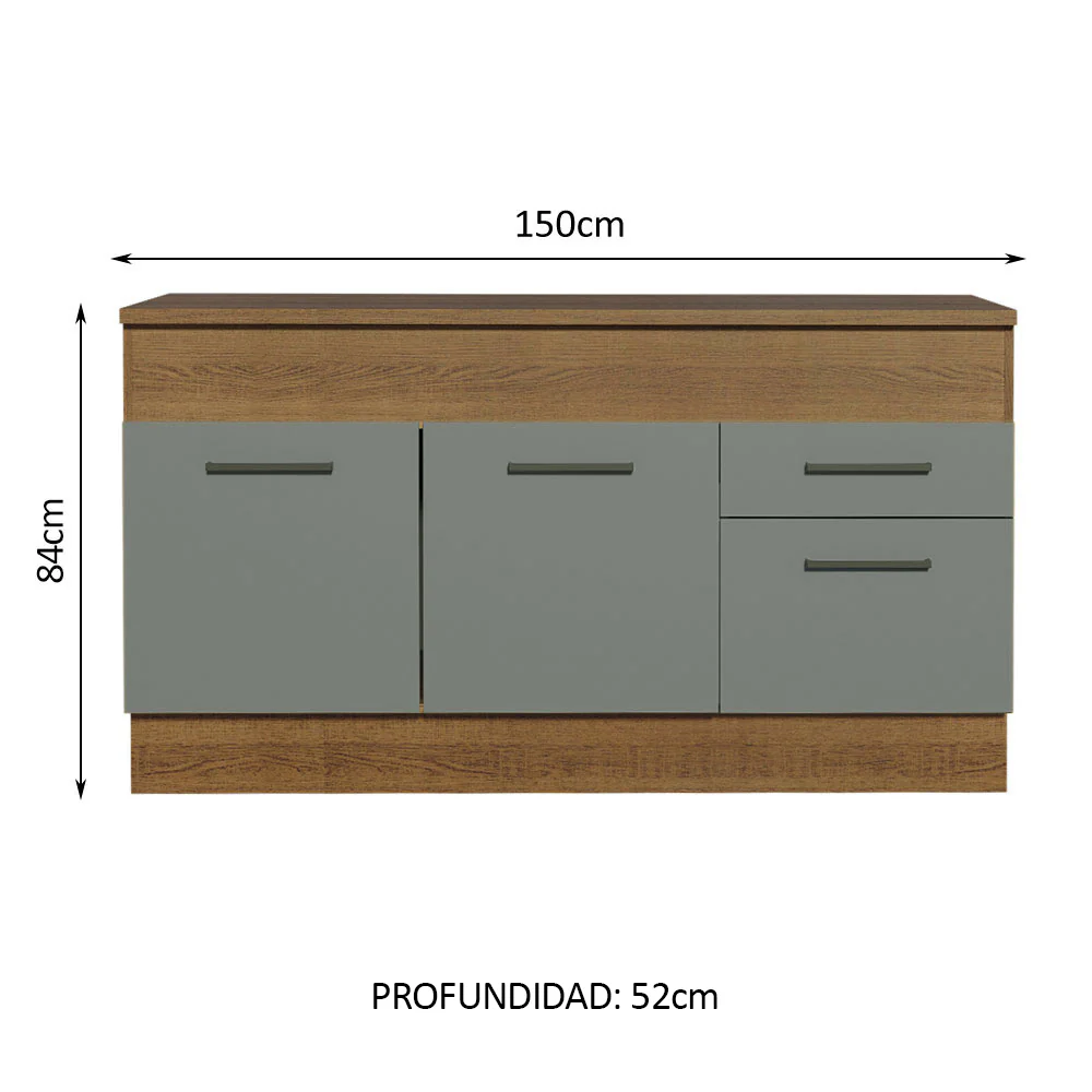 Bajo mesada Madesa Agata 150 Cm 2 Puertas 2 Cajones - Image 3
