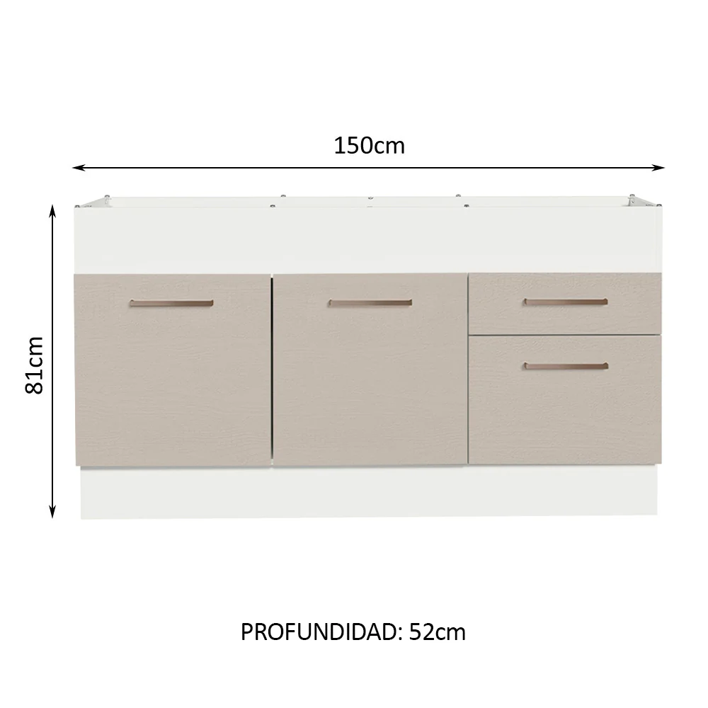 Bajo mesada Madesa Agata 150 Cm 2 Puertas 2 Cajones - Image 2