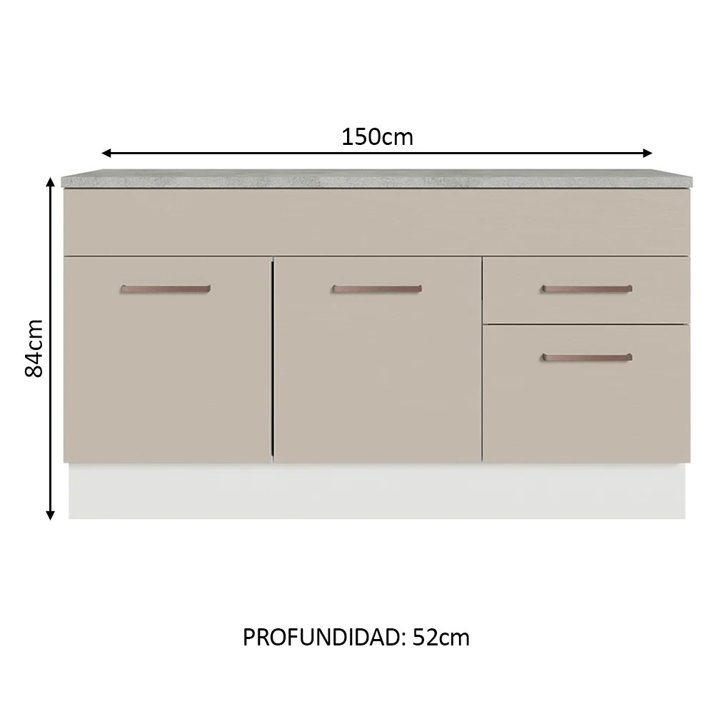 Bajo mesada Madesa Agata 150 Cm 2 Puertas 2 Cajones - Image 3