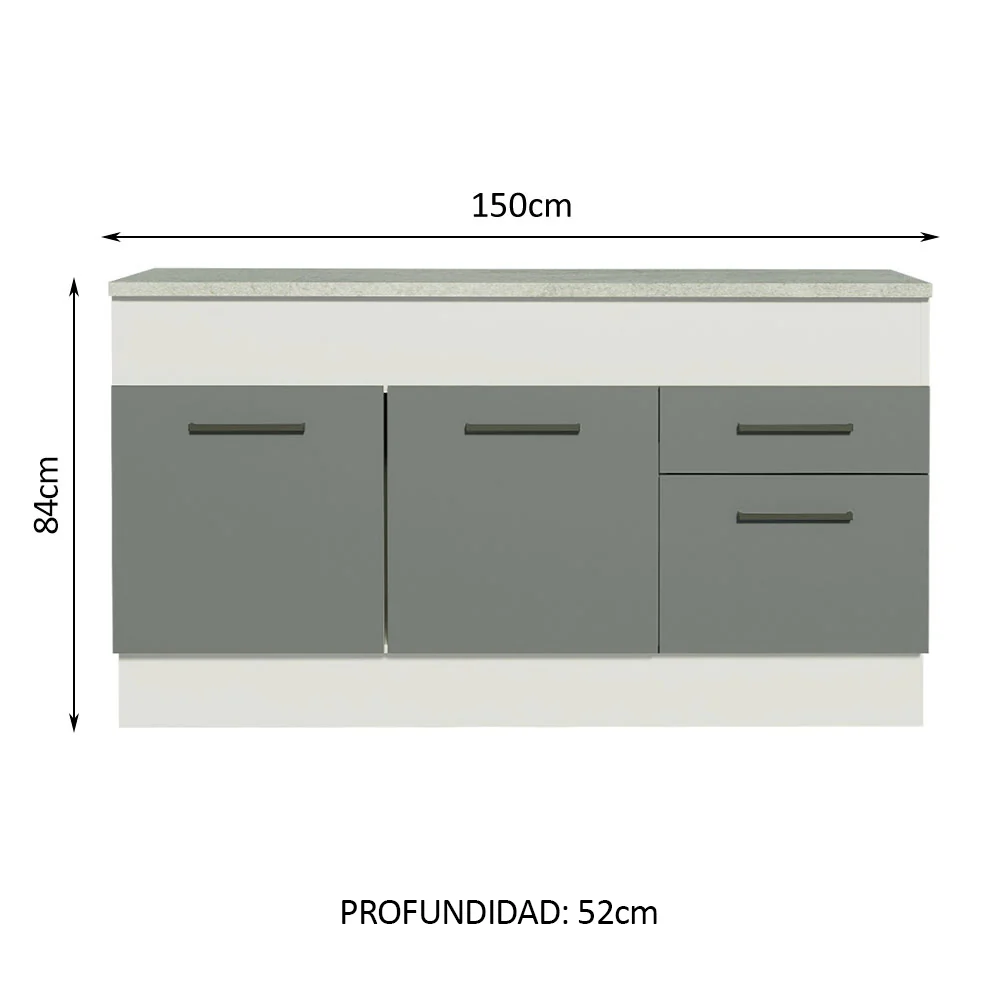Bajo mesada Madesa Agata 150 Cm 2 Puertas 2 Cajones - Image 3