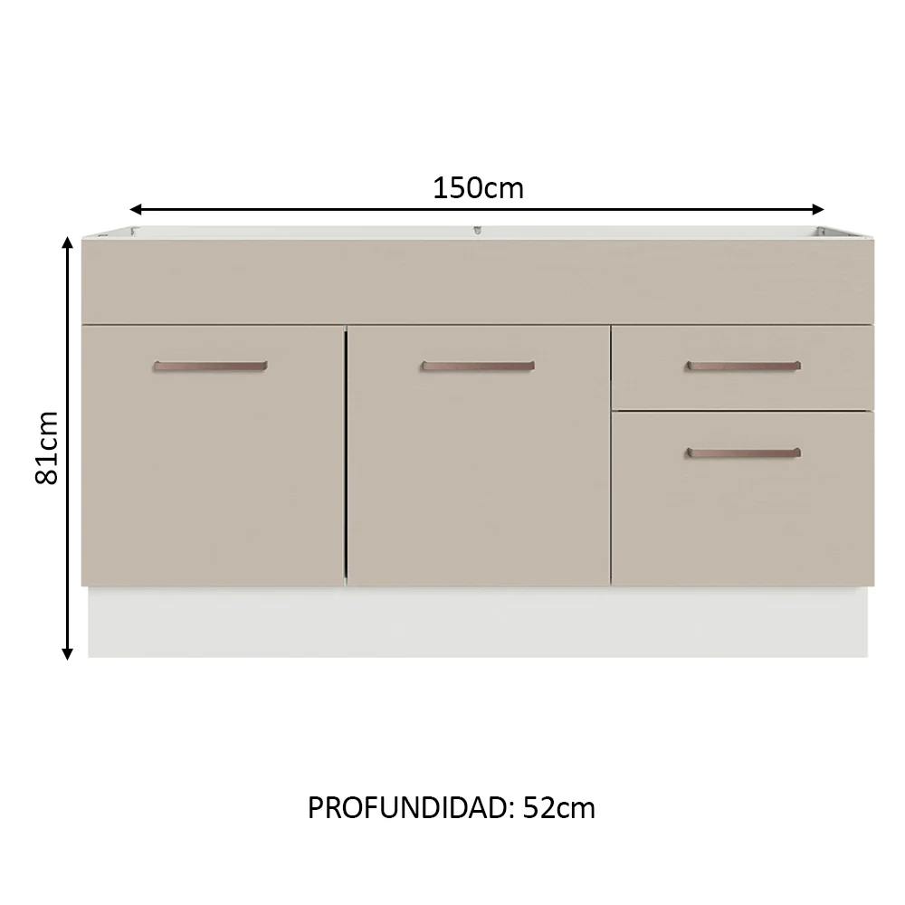 Bajo mesada Madesa Agata 150 Cm 2 Puertas 2 Cajones - Image 3