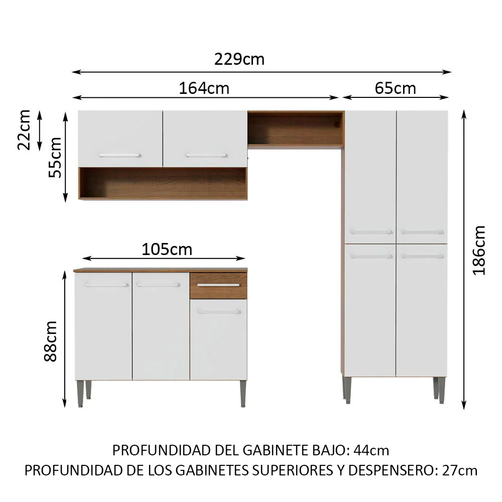 Combo completo de Cocina Madesa Emilly 229cm - Image 2