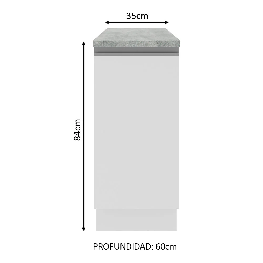 Bajo Mesada Madesa Glamy 35 x 60 cm 1 Puerta (Con Mesada) Blanco - Image 2