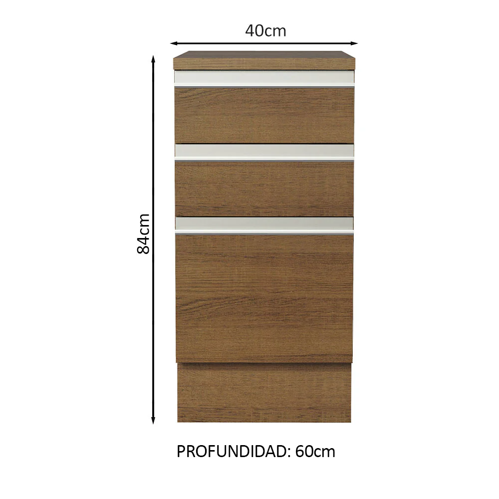 Bajo Mesada Madesa Glamy 40 x 60 cm 3 Cajones (Con Mesada) Marrón - Image 2
